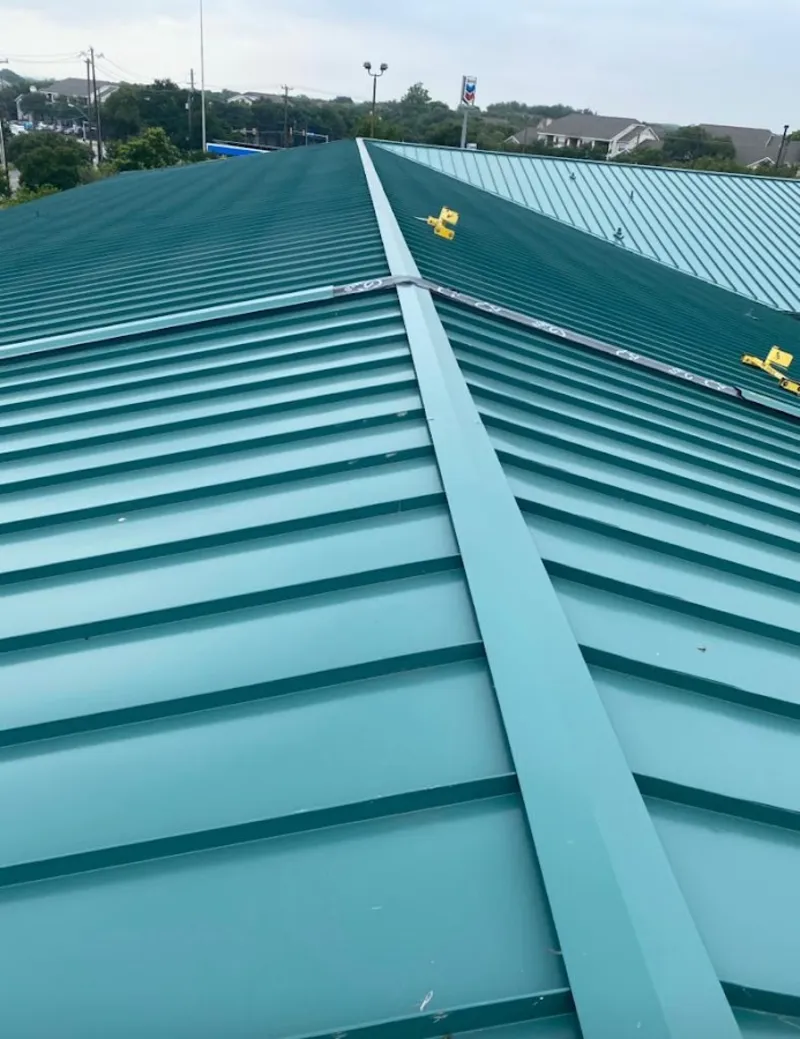 Green commercial metal roof ridge and valley for Metal Roof Repair in New Hempstead